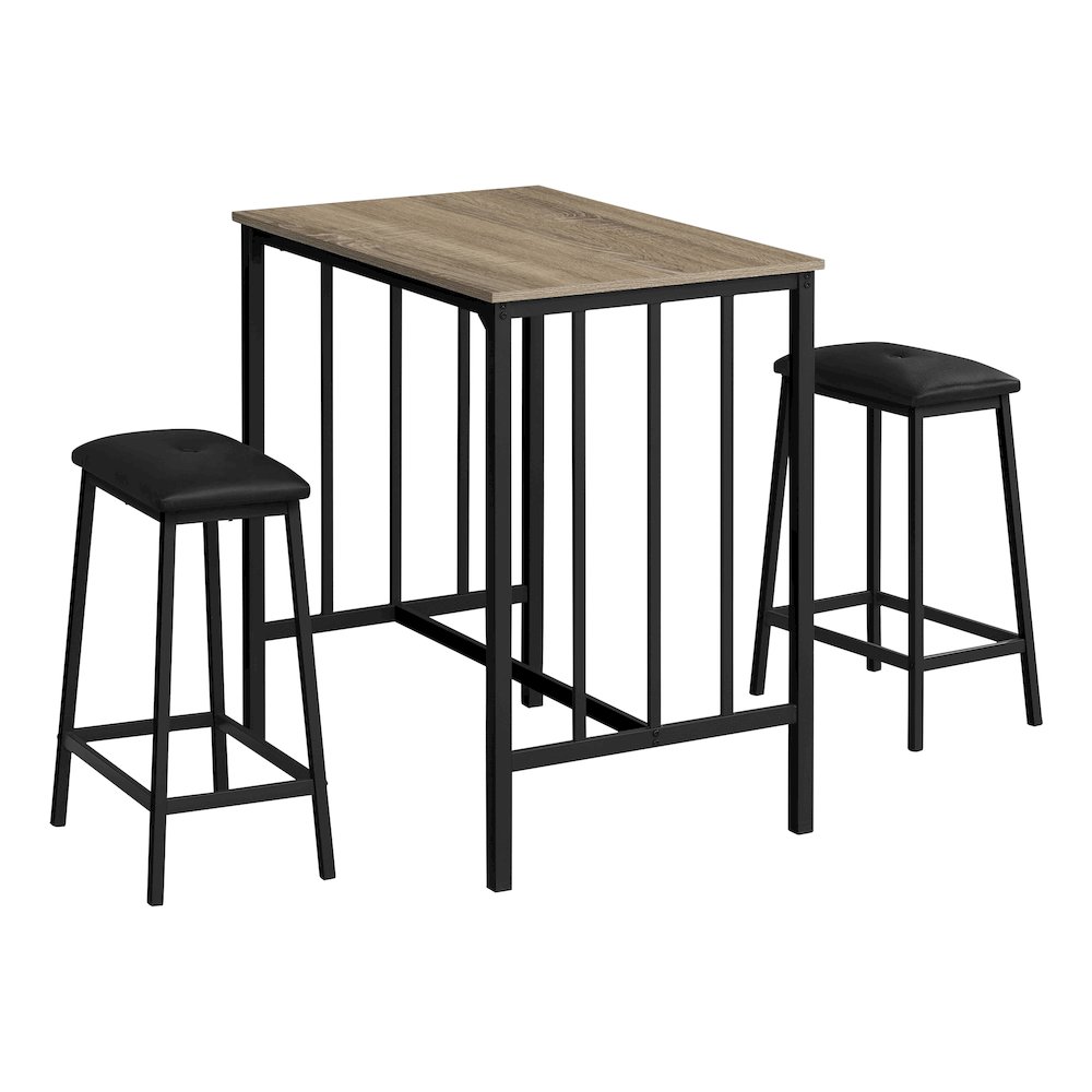 Contemporary Dining Set in Dark Taupe,Black color. Picture 1