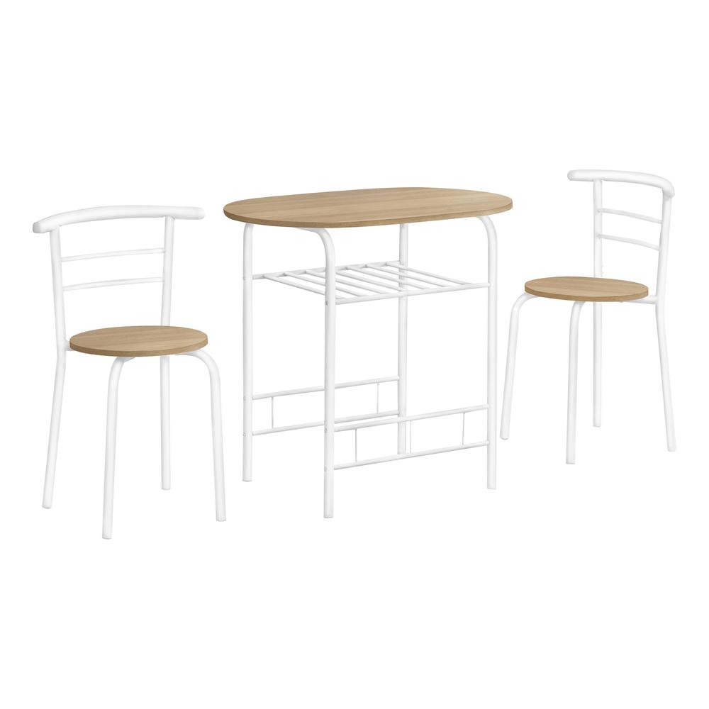 Dining Table Set, 3pcs Set, Small, 32 L, Kitchen, Natural Laminate, White. Picture 1