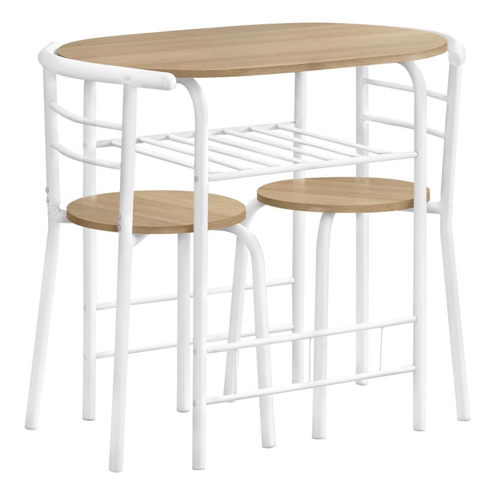 Dining Table Set, 3pcs Set, Small, 32 L, Kitchen, Natural Laminate, White. Picture 2