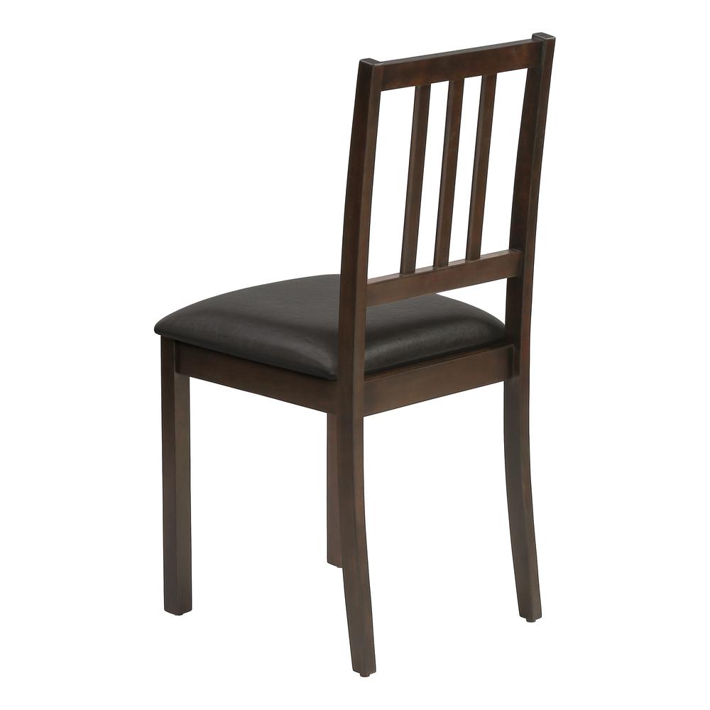 Dining Chair, Set Of 2, Side, Upholstered, Kitchen, Dining Room, Brown Leather. Picture 4