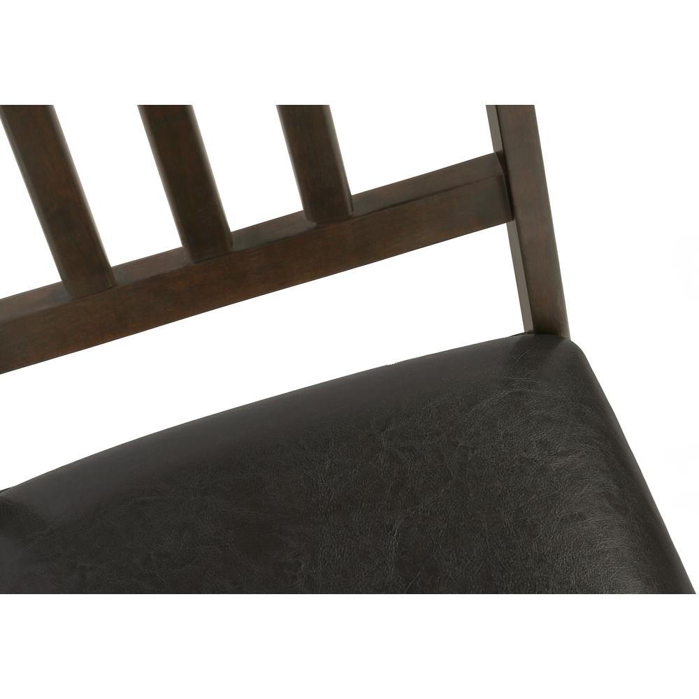 Dining Chair, Set Of 2, Side, Upholstered, Kitchen, Dining Room, Brown Leather. Picture 8
