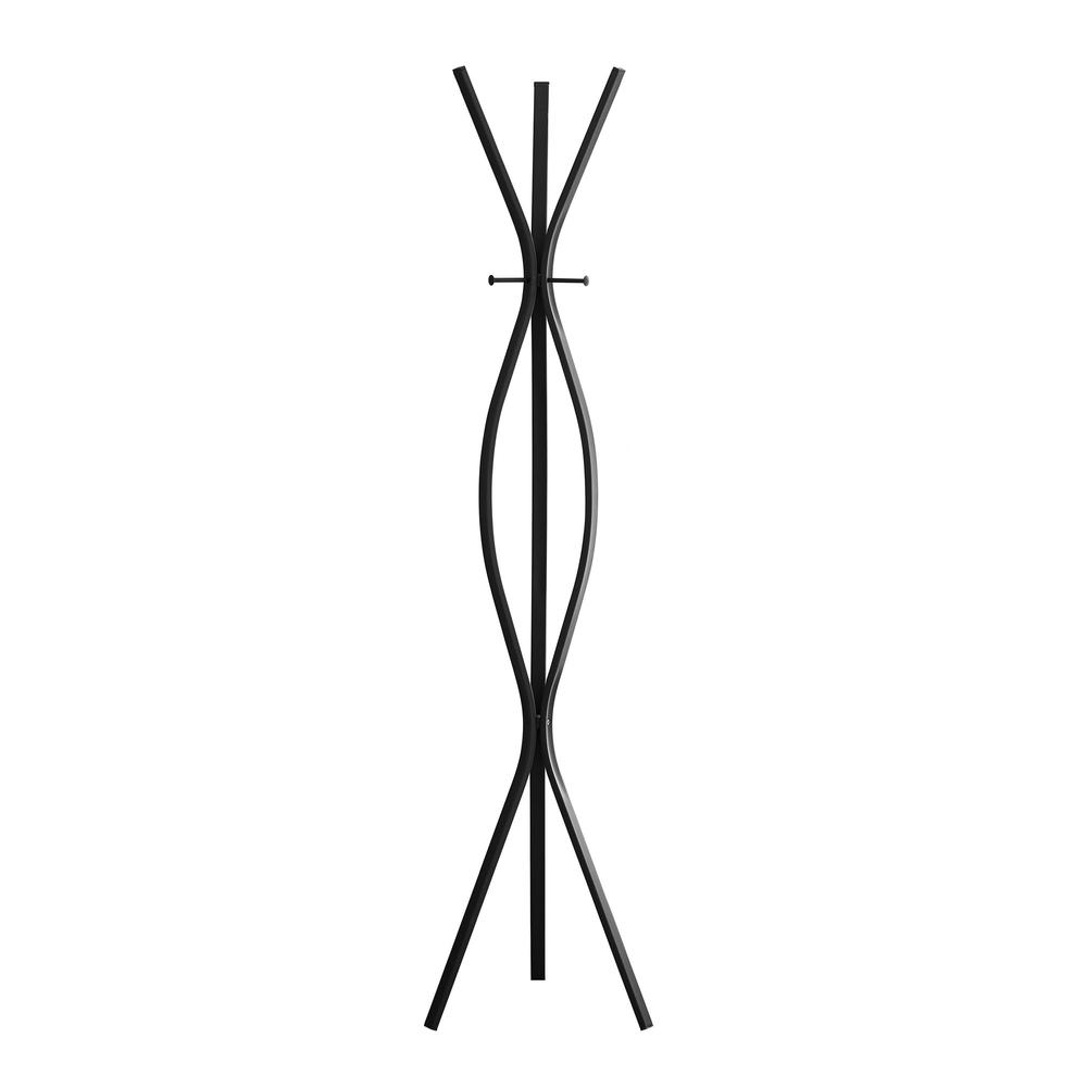 Coat Rack, Hall Tree, Free Standing, 3 Hooks, Entryway, 72H, Bedroom, Black. Picture 1