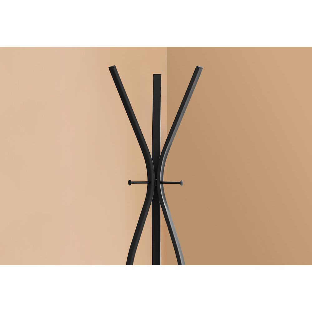 Coat Rack, Hall Tree, Free Standing, 3 Hooks, Entryway, 72H, Bedroom, Black. Picture 3