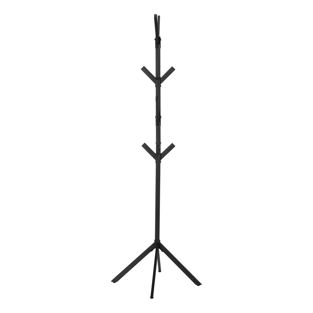 Coat Rack, Hall Tree, Free Standing, 8 Hooks, Entryway, 70H, Bedroom, Black. Picture 2
