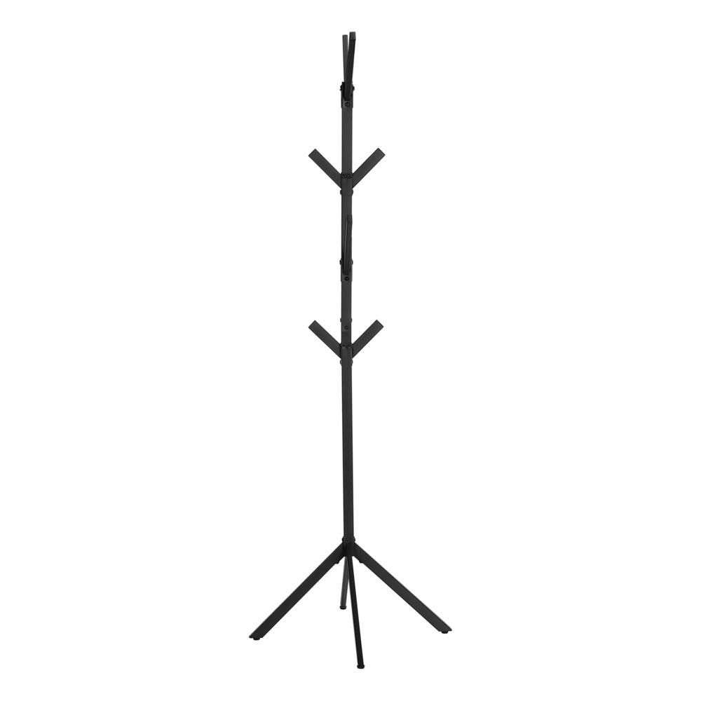 Coat Rack, Hall Tree, Free Standing, 8 Hooks, Entryway, 70H, Bedroom, Black. Picture 4