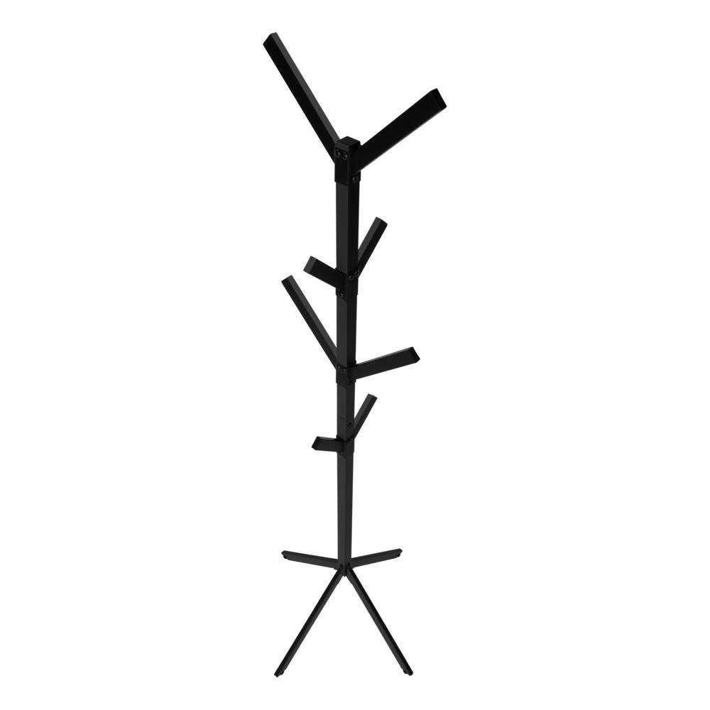 Coat Rack, Hall Tree, Free Standing, 8 Hooks, Entryway, 70H, Bedroom, Black. Picture 5