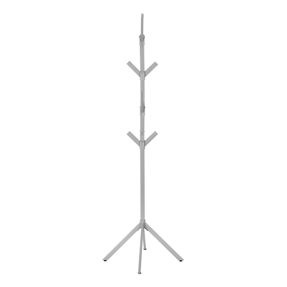 Coat Rack, Hall Tree, Free Standing, 8 Hooks, Entryway, 70H, Bedroom, Grey. Picture 2