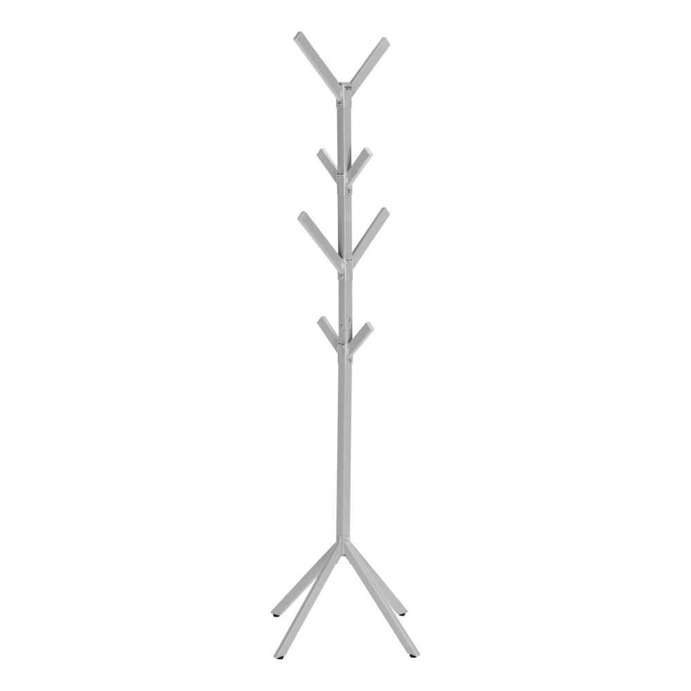 Coat Rack, Hall Tree, Free Standing, 8 Hooks, Entryway, 70H, Bedroom, Grey. Picture 3