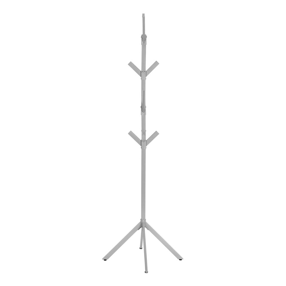 Coat Rack, Hall Tree, Free Standing, 8 Hooks, Entryway, 70H, Bedroom, Grey. Picture 4