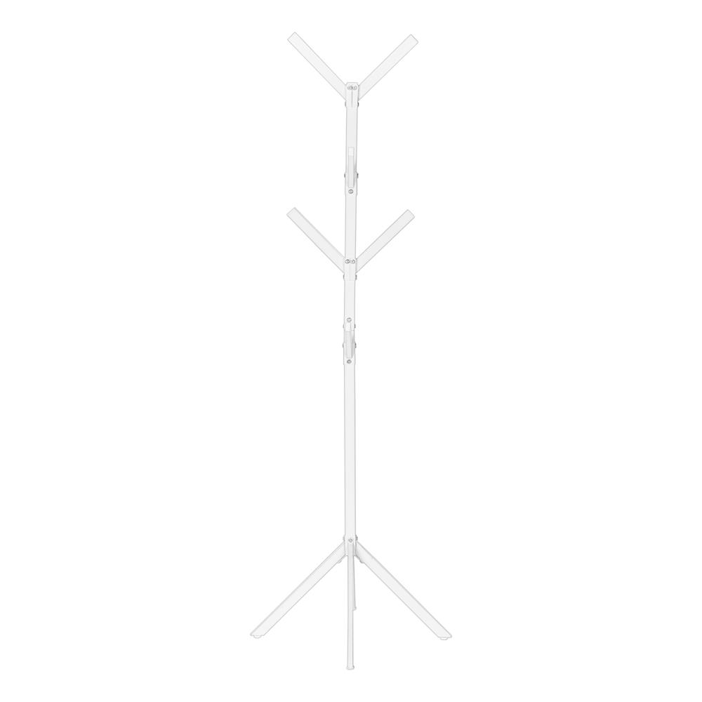 Coat Rack, Hall Tree, Free Standing, 8 Hooks, Entryway, 70H, Bedroom, White. Picture 2