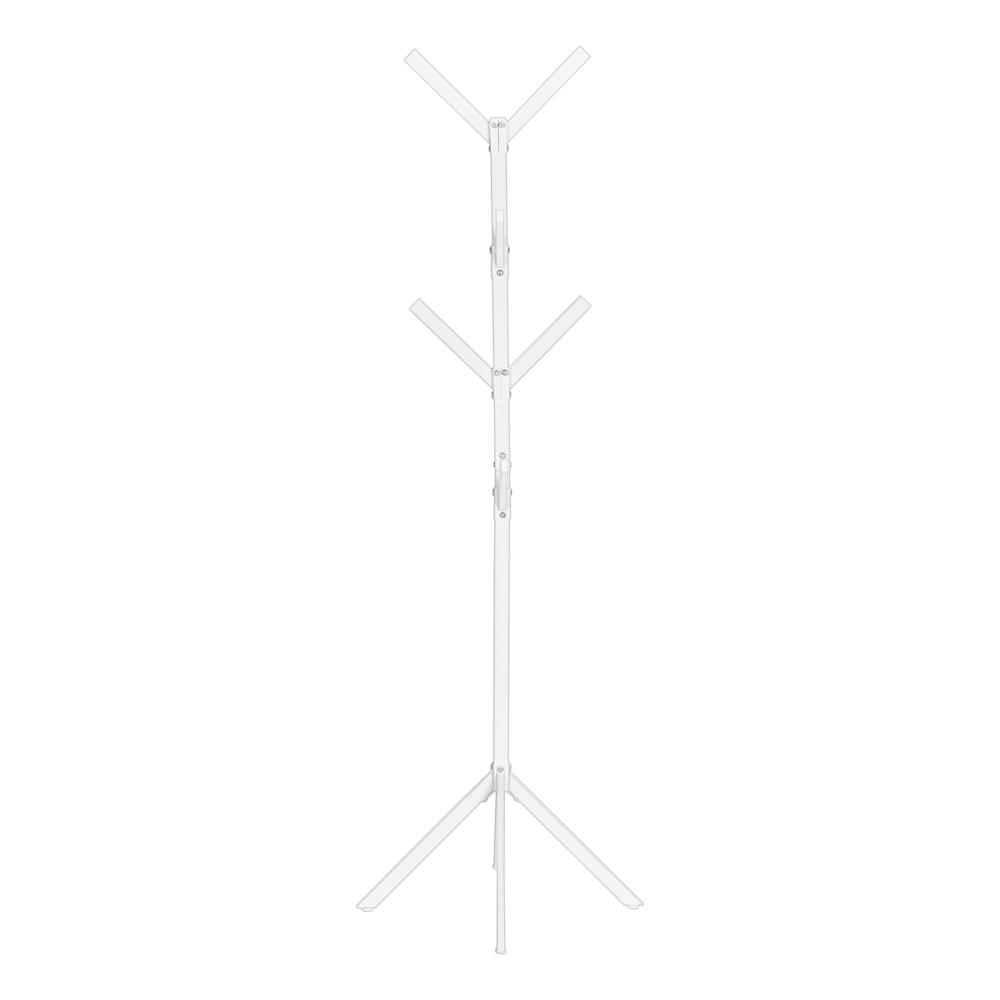 Coat Rack, Hall Tree, Free Standing, 8 Hooks, Entryway, 70H, Bedroom, White. Picture 4