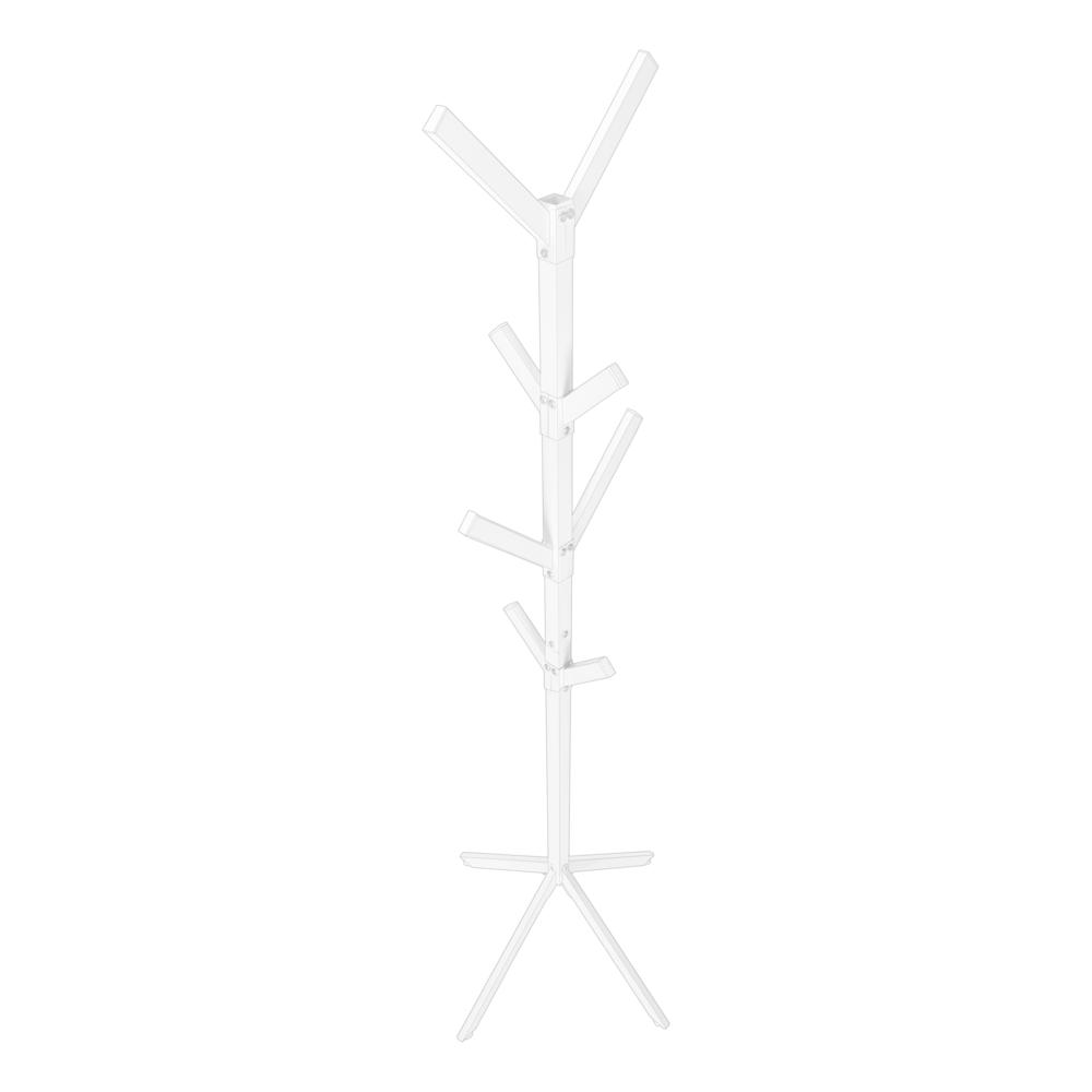 Coat Rack, Hall Tree, Free Standing, 8 Hooks, Entryway, 70H, Bedroom, White. Picture 5