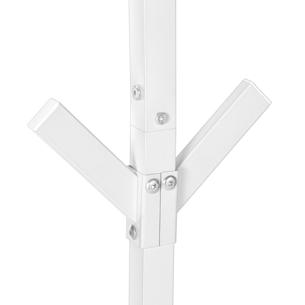 Coat Rack, Hall Tree, Free Standing, 8 Hooks, Entryway, 70H, Bedroom, White. Picture 6
