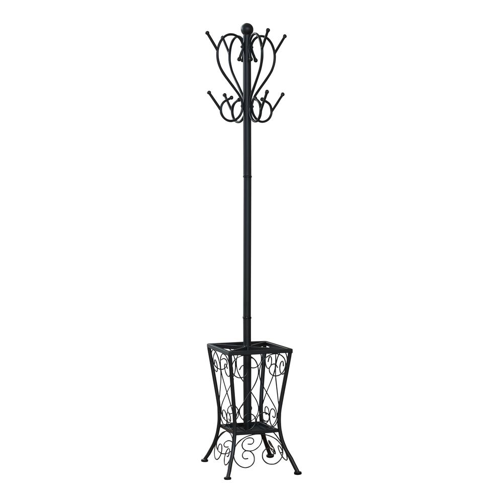Coat Rack, Hall Tree, Free Standing, 8 Hooks, Entryway, 71H, Umbrella Holder. Picture 1