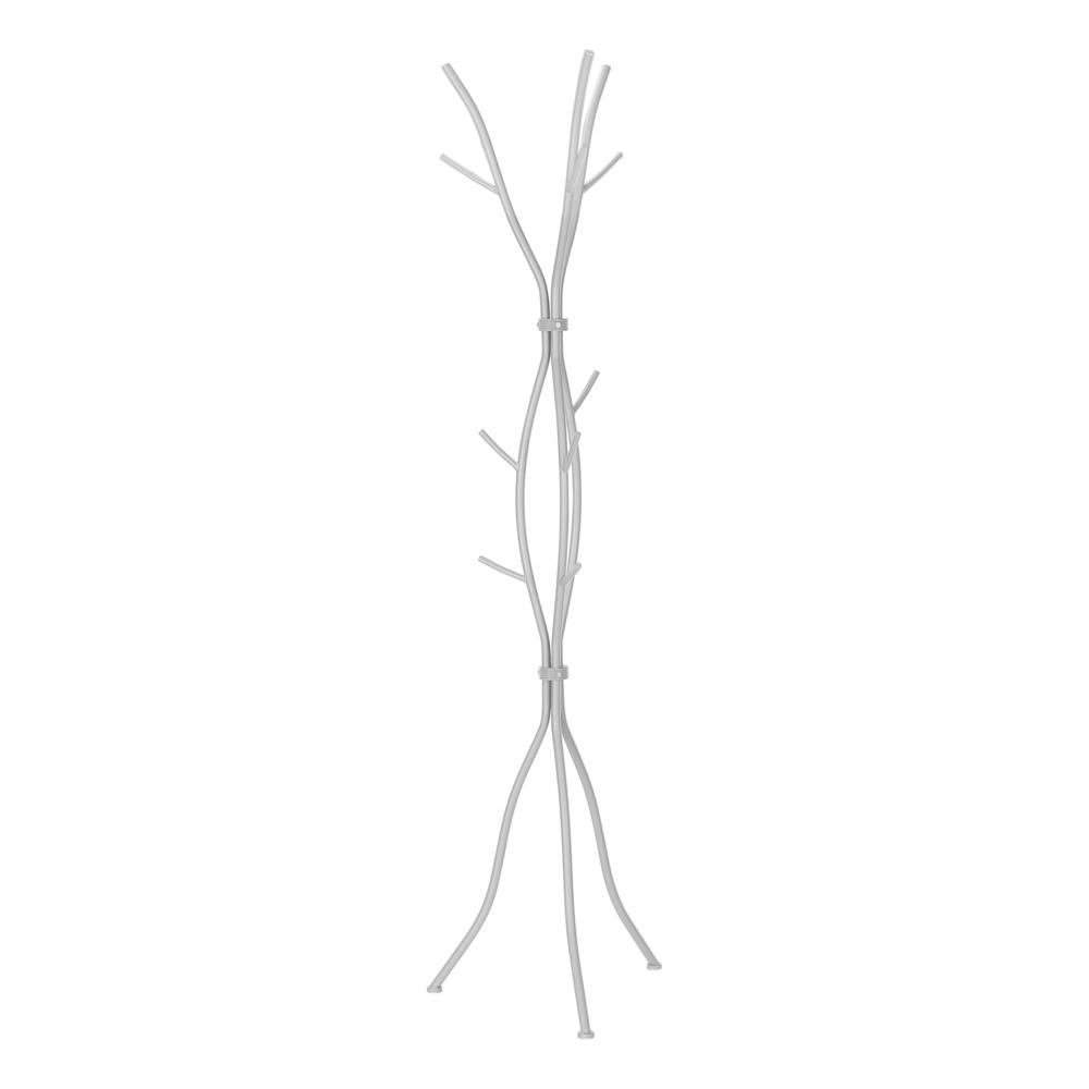 Coat Rack, Hall Tree, Free Standing, 11 Hooks, Entryway, 74H, Bedroom, Grey. Picture 2