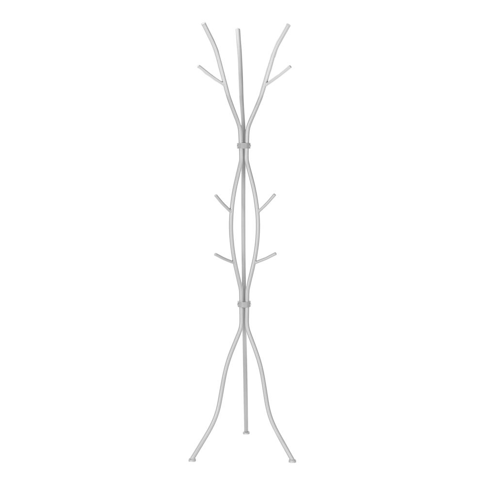 Coat Rack, Hall Tree, Free Standing, 11 Hooks, Entryway, 74H, Bedroom, Grey. Picture 3