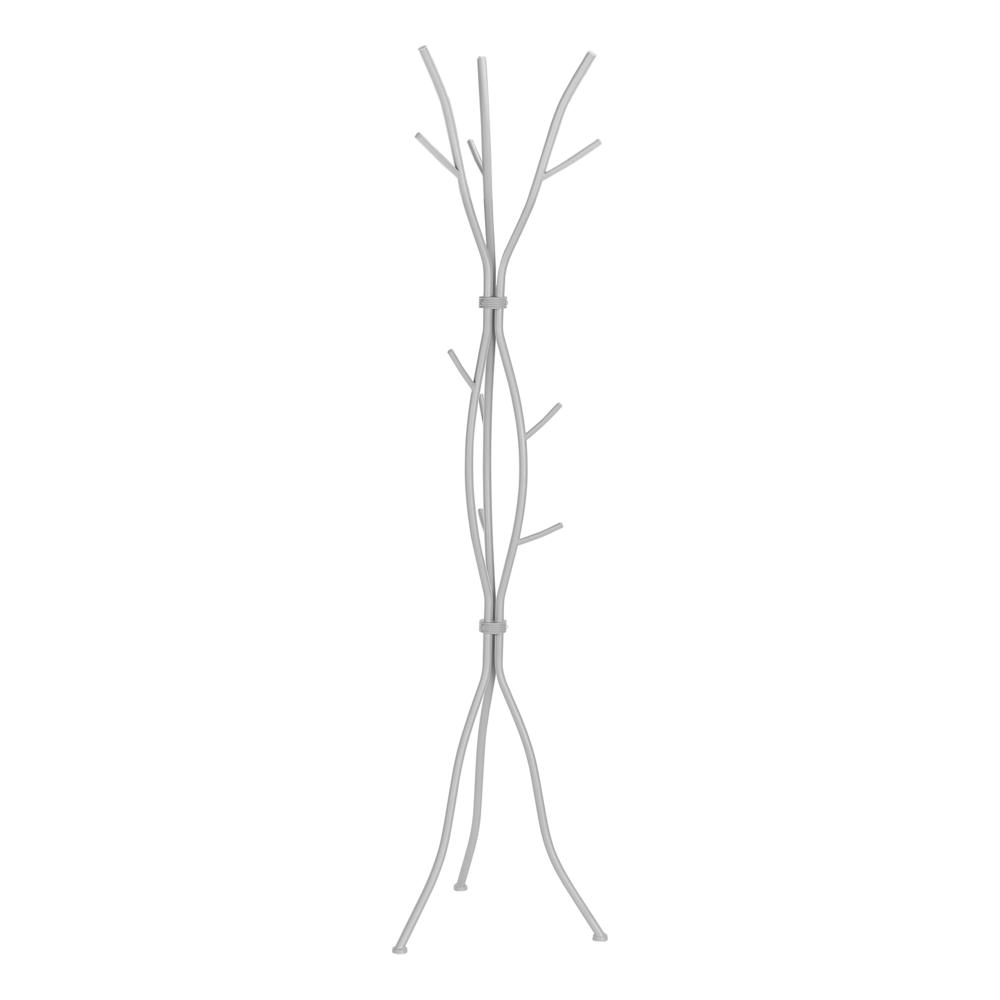 Coat Rack, Hall Tree, Free Standing, 11 Hooks, Entryway, 74H, Bedroom, Grey. Picture 4