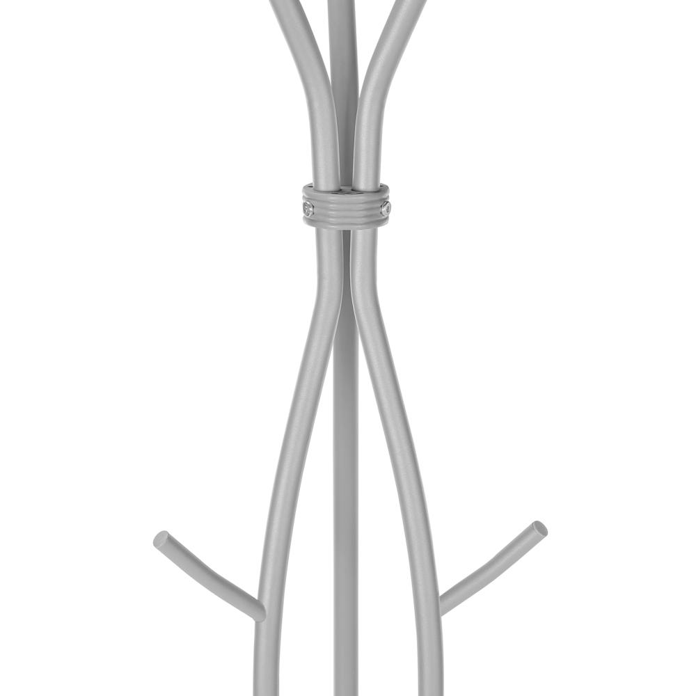 Coat Rack, Hall Tree, Free Standing, 11 Hooks, Entryway, 74H, Bedroom, Grey. Picture 6