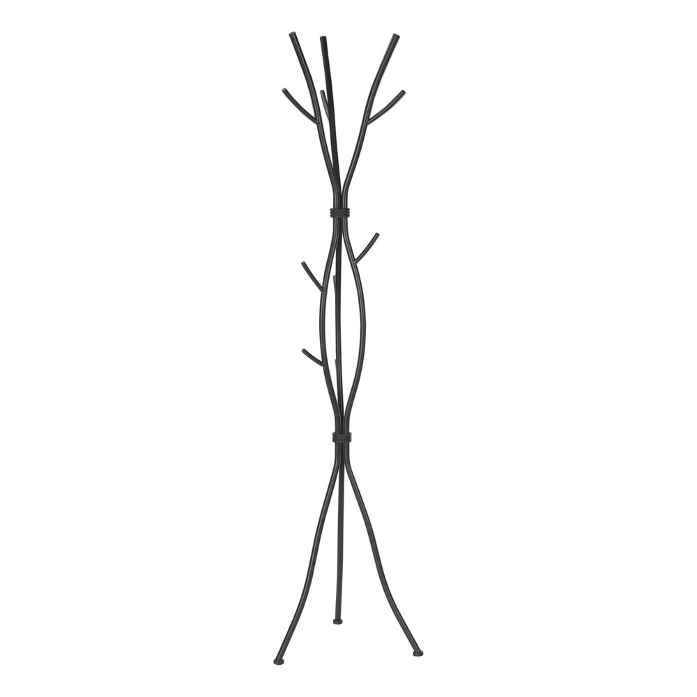 Coat Rack, Hall Tree, Free Standing, 11 Hooks, Entryway, 74H, Bedroom, Black. Picture 2
