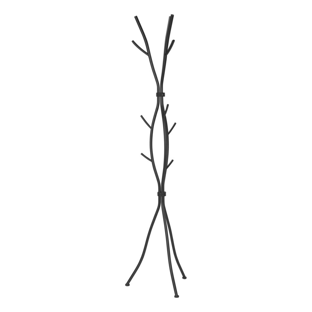 Coat Rack, Hall Tree, Free Standing, 11 Hooks, Entryway, 74H, Bedroom, Black. Picture 3