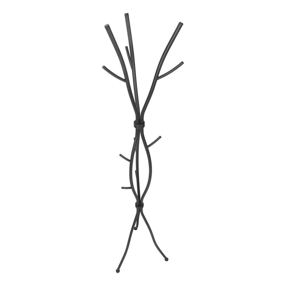 Coat Rack, Hall Tree, Free Standing, 11 Hooks, Entryway, 74H, Bedroom, Black. Picture 5