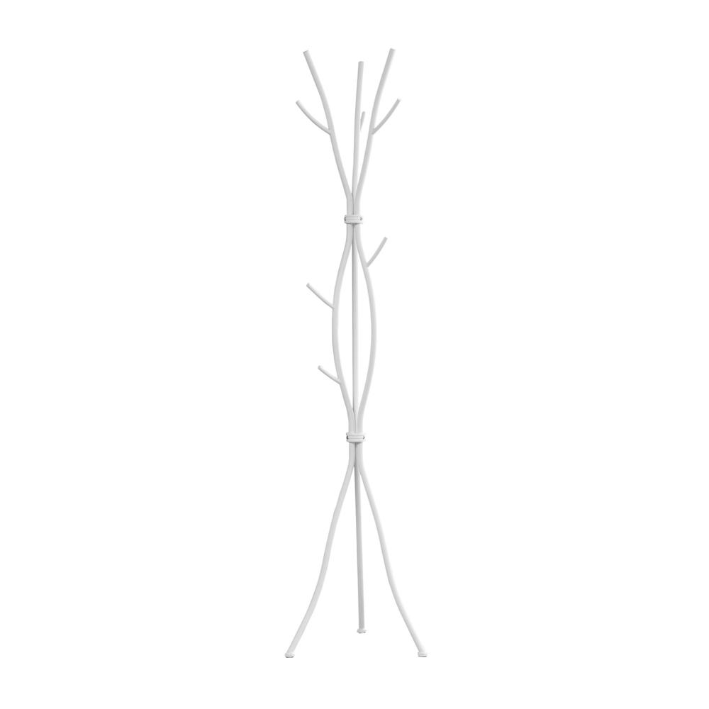Coat Rack, Hall Tree, Free Standing, 11 Hooks, Entryway, 74H, Bedroom, White. Picture 1