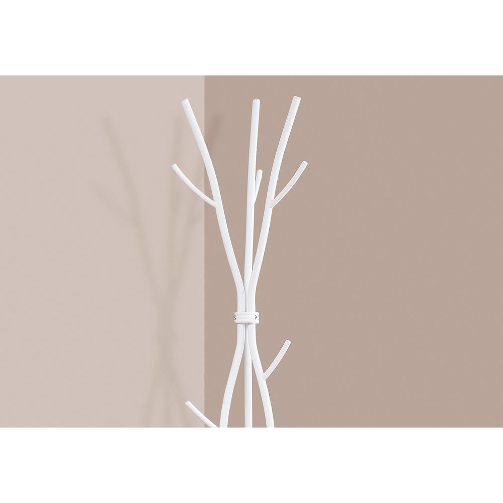 Coat Rack, Hall Tree, Free Standing, 11 Hooks, Entryway, 74H, Bedroom, White. Picture 3
