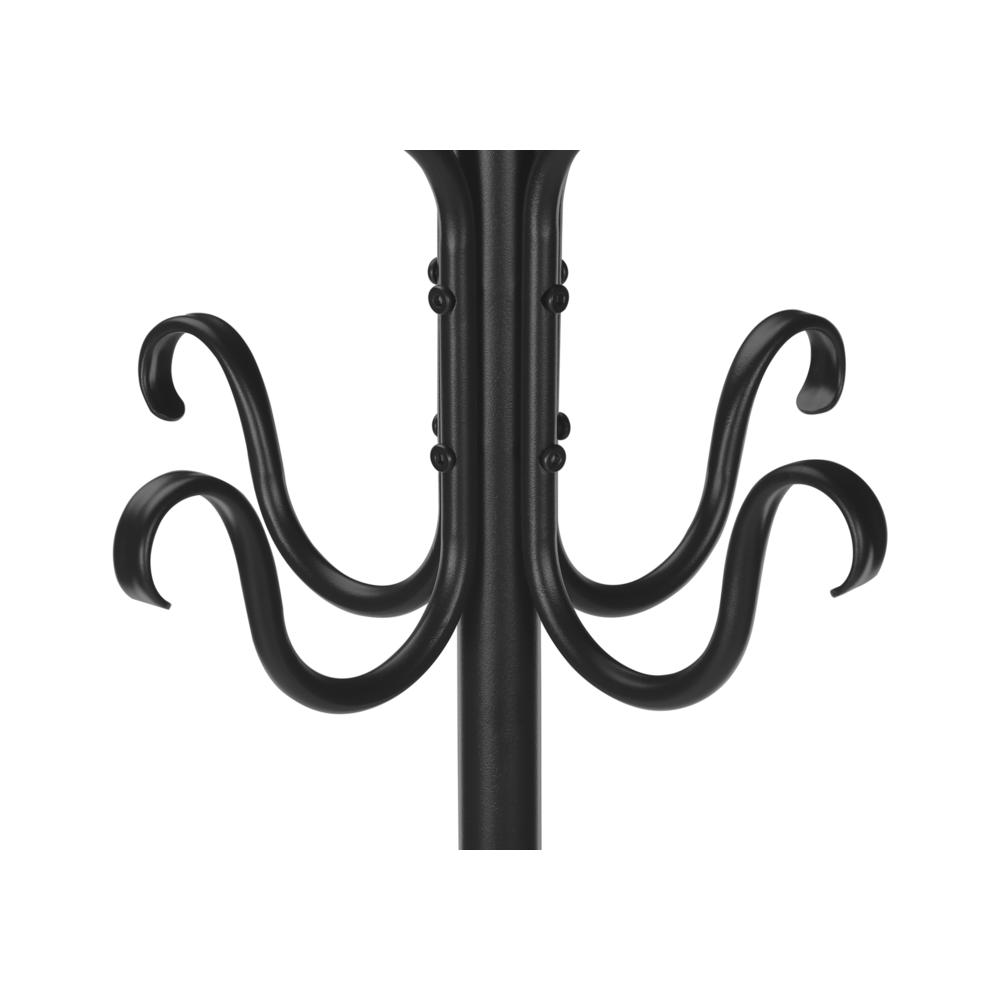 Coat Rack, Hall Tree, Free Standing, 8 Hooks, Entryway, 74H, Bedroom, Black. Picture 6