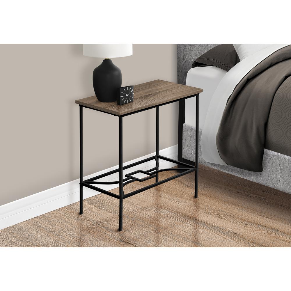 Accent Table, Side, End, Narrow, Small, 2 Tier, Living Room, Bedroom, Brown. Picture 3