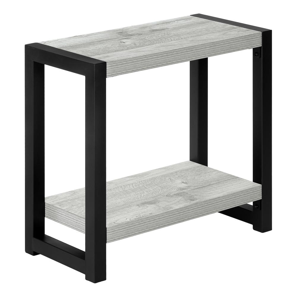 Accent Table, Side, End, Narrow, Small, 2 Tier, Living Room, Bedroom, Grey. Picture 1