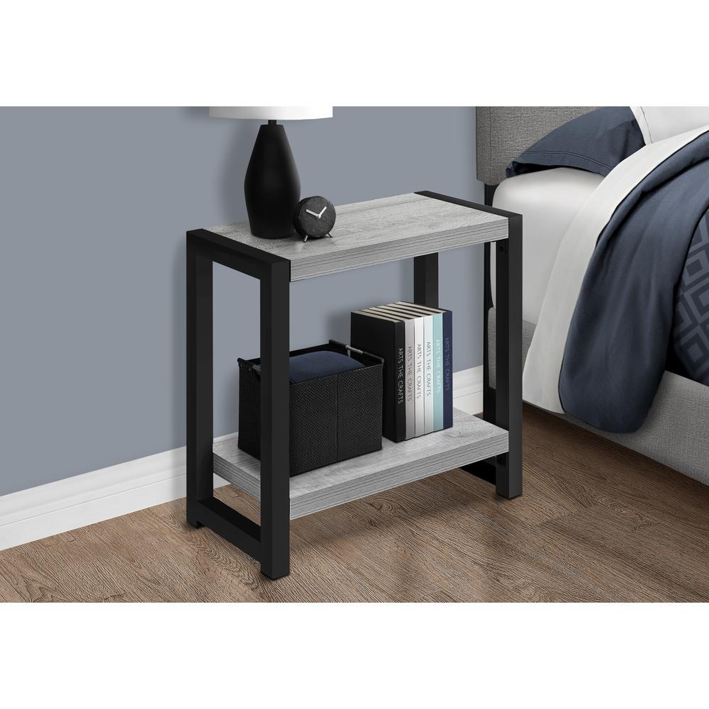 Accent Table, Side, End, Narrow, Small, 2 Tier, Living Room, Bedroom, Grey. Picture 9
