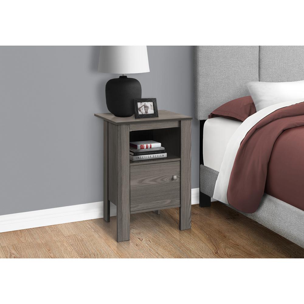 Accent Table, Side, End, Nightstand, Lamp, Storage, Living Room, Bedroom, Grey. Picture 3