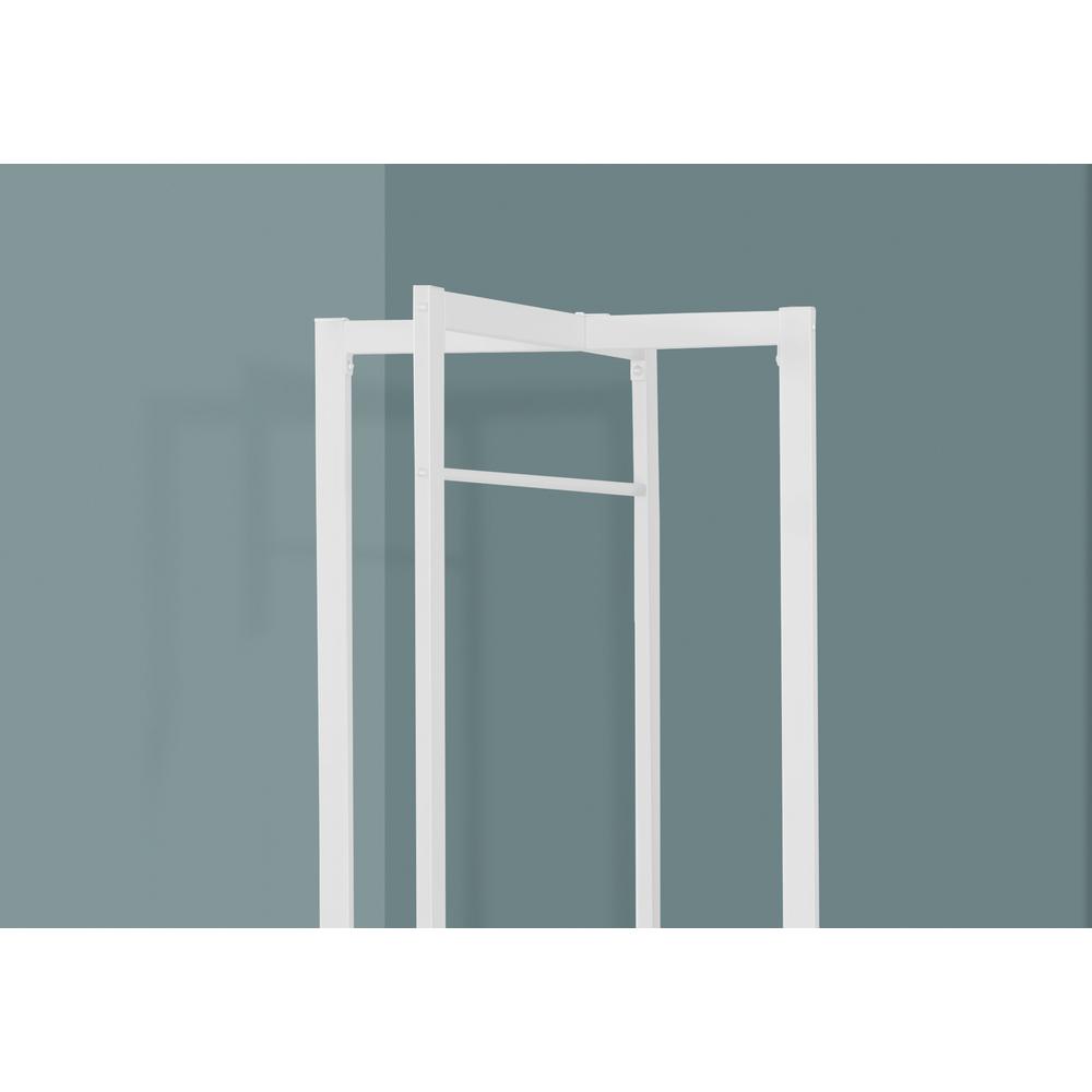 Coat Rack, Hall Tree, Free Standing, Hanging Bar, Entryway, 72H, Bedroom, White. Picture 3