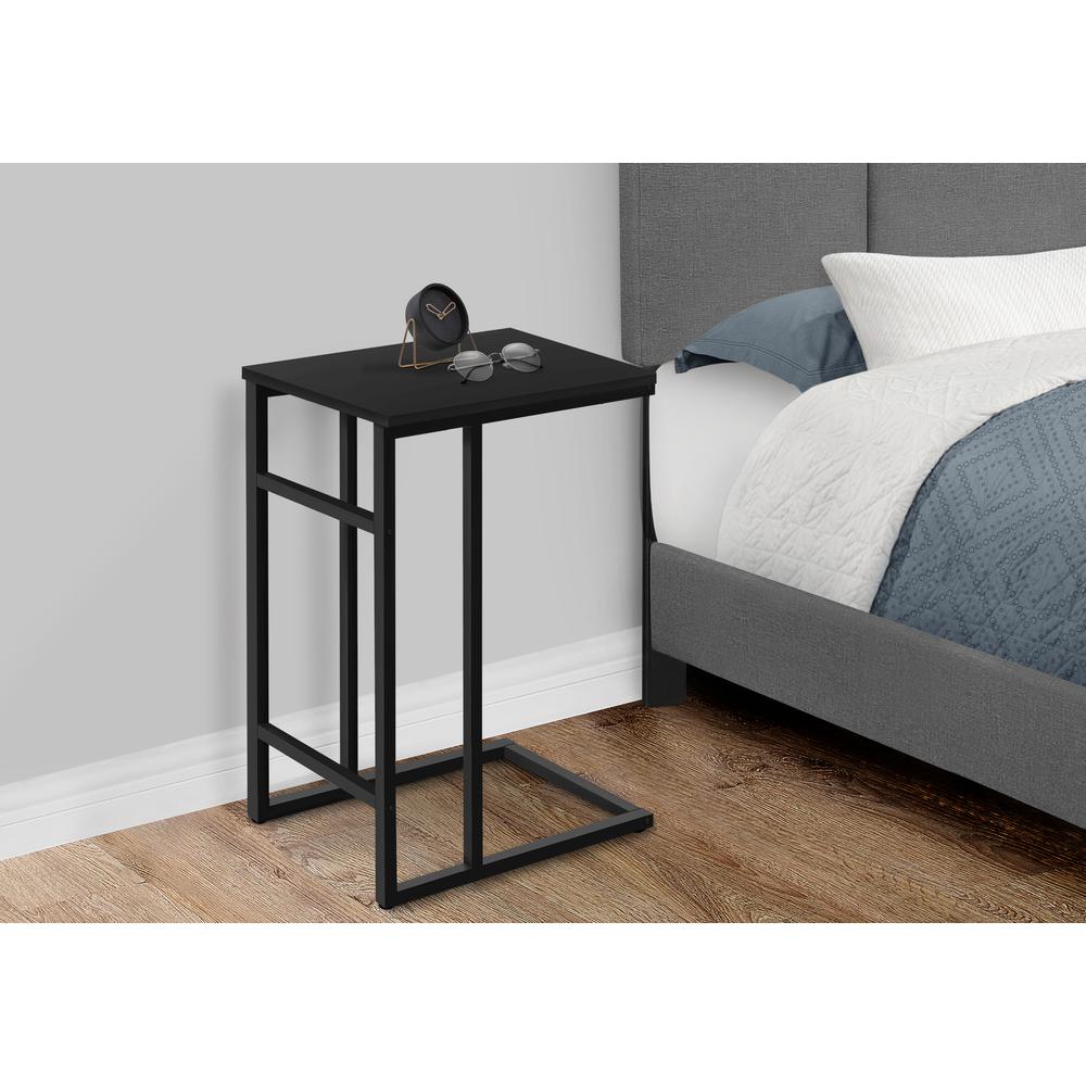 Accent Table, C-shaped, End, Side, Snack, Living Room, Bedroom, Black Laminate. Picture 9