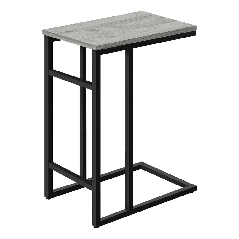 Accent Table, C-shaped, End, Side, Snack, Living Room, Bedroom, Grey Laminate. Picture 1