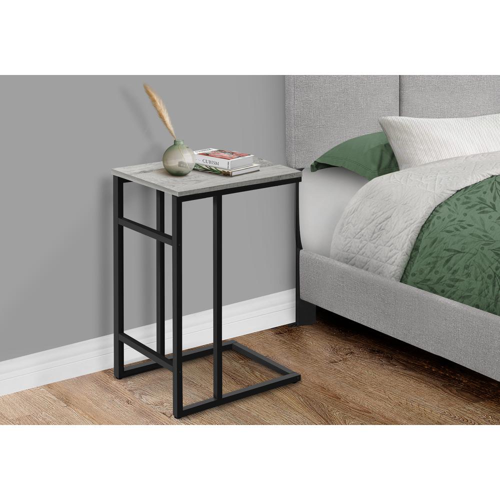 Accent Table, C-shaped, End, Side, Snack, Living Room, Bedroom, Grey Laminate. Picture 3