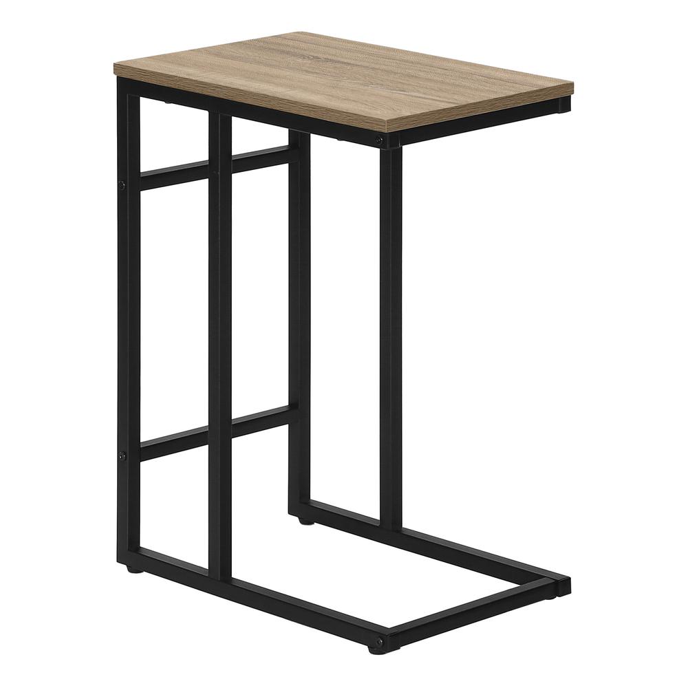 Accent Table, C-shaped, End, Side, Snack, Living Room, Bedroom, Brown Laminate. Picture 1