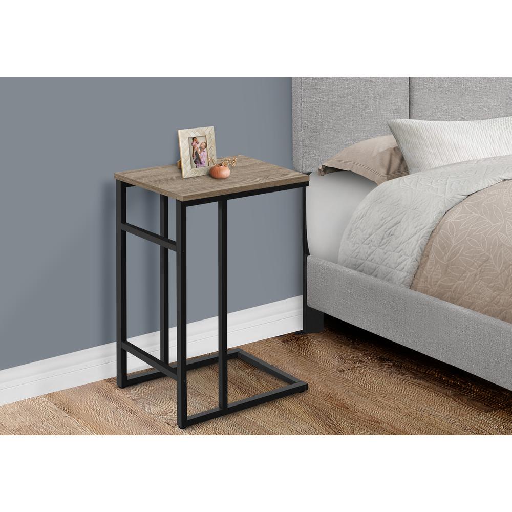 Accent Table, C-shaped, End, Side, Snack, Living Room, Bedroom, Brown Laminate. Picture 9