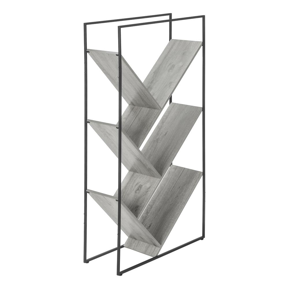 Bookshelf, Bookcase, Etagere, 3 Tier, 60H, Office, Bedroom, Grey Laminate. Picture 1