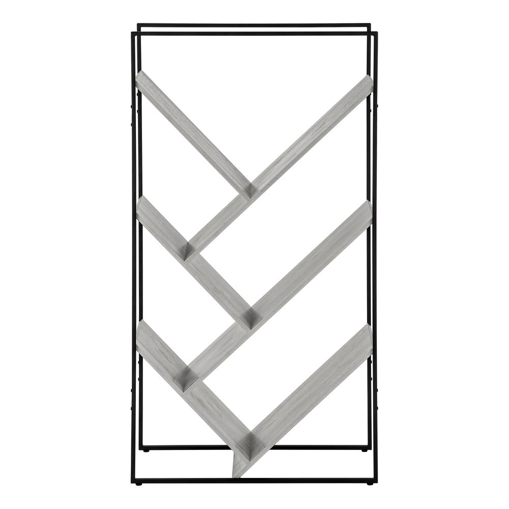 Bookshelf, Bookcase, Etagere, 3 Tier, 60H, Office, Bedroom, Grey Laminate. Picture 2