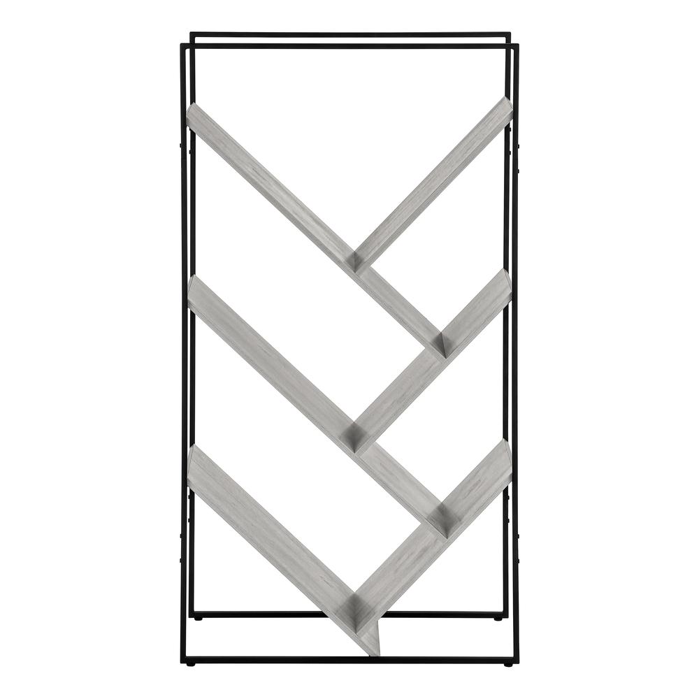 Bookshelf, Bookcase, Etagere, 3 Tier, 60H, Office, Bedroom, Grey Laminate. Picture 4