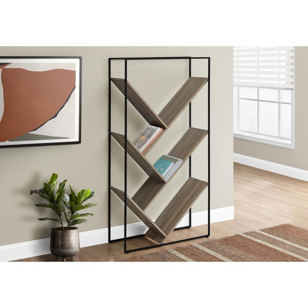 Bookshelf, Bookcase, Etagere, 3 Tier, 60H, Office, Bedroom, Brown Laminate. Picture 10