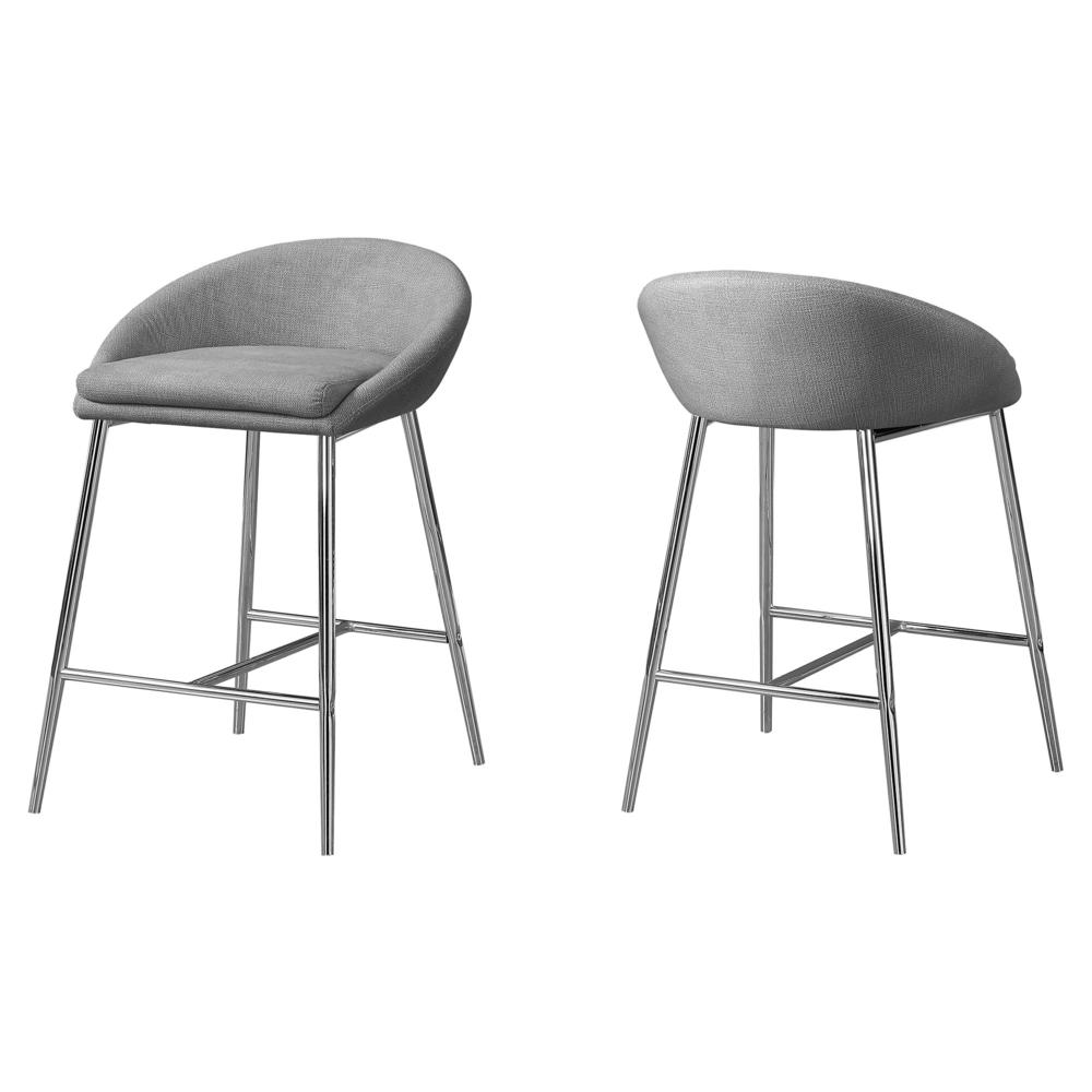 Bar Stool, Set Of 2, Counter Height, Kitchen, Chrome. Picture 1