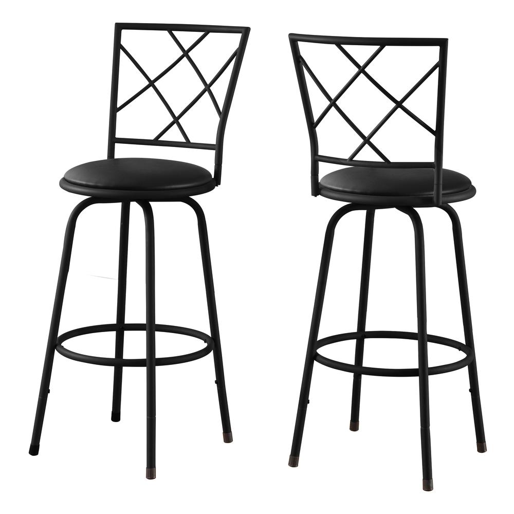 Bar Stool, Set Of 2, Swivel, Bar Height, Black. Picture 1