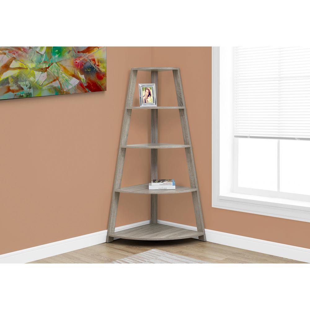 Bookshelf, Bookcase, Etagere, Corner, 4 Tier, 60H, Office, Bedroom. Picture 3