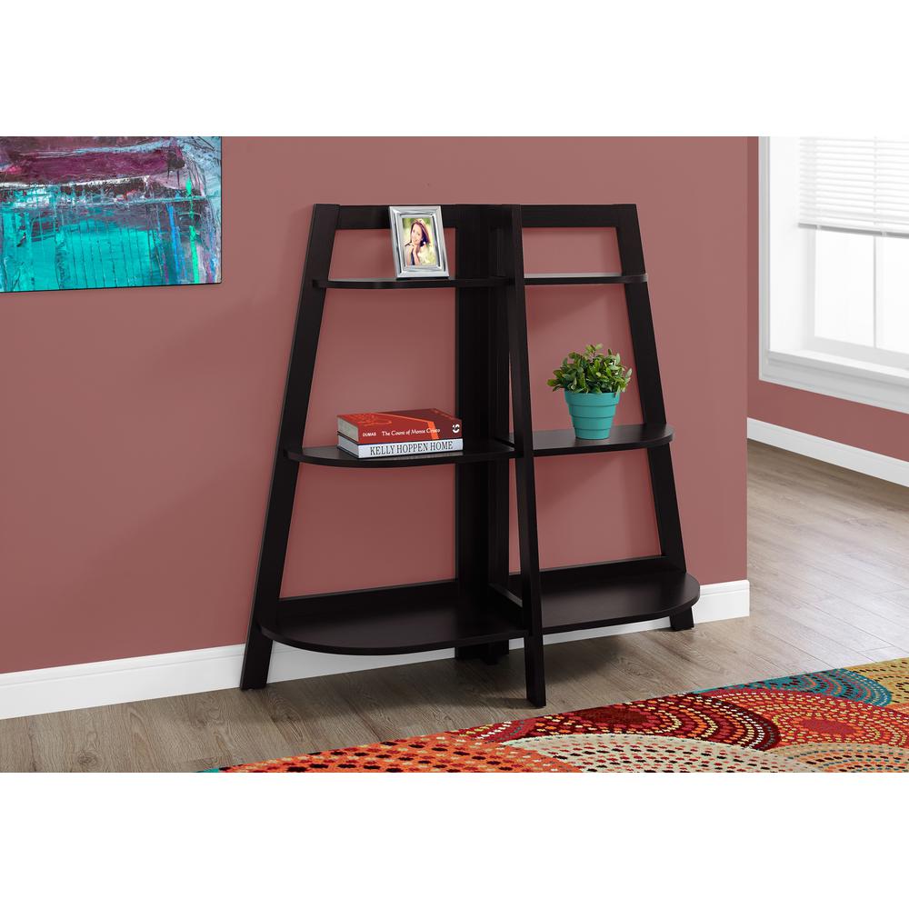 Bookshelf, Bookcase, Etagere, 3 Tier, 48H, Office, Bedroom, Brown Laminate. Picture 3