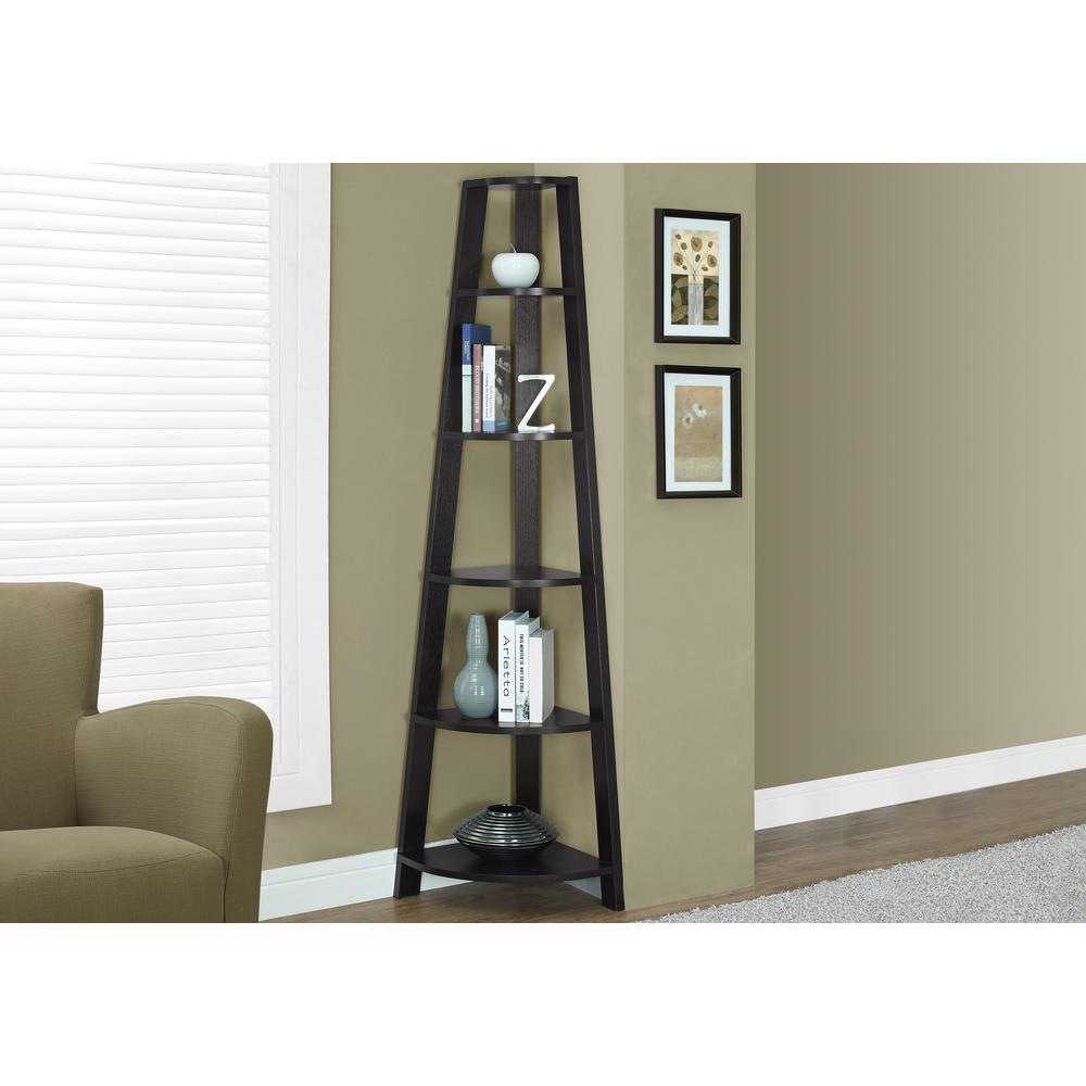 Bookshelf, Bookcase, Etagere, Corner, 5 Tier, 72H, Office, Bedroom. Picture 3
