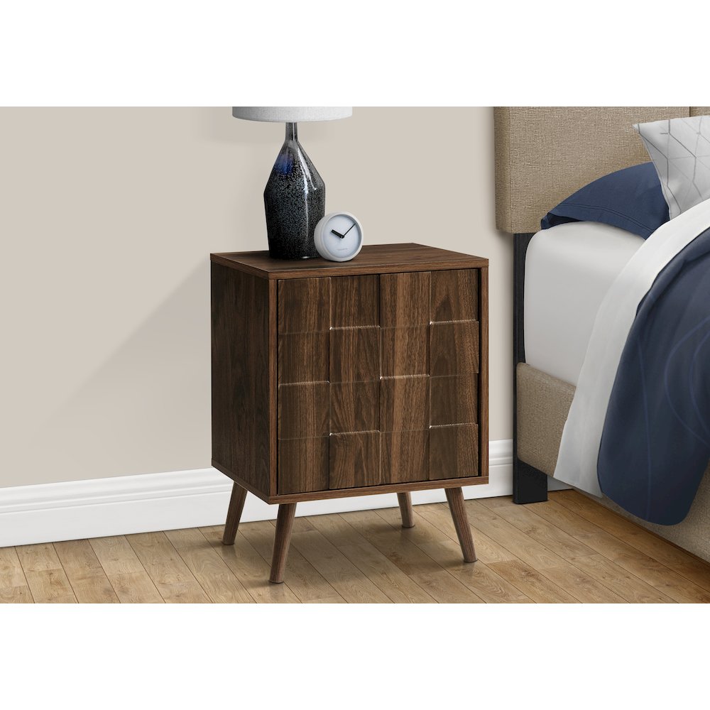 Accent Table, End, Side Table, Small, Storage, Lamp, Walnut Laminate, Modern. Picture 3