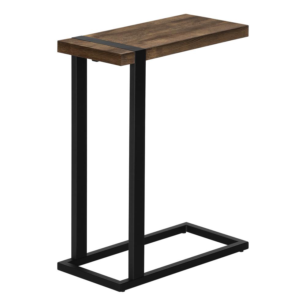 Accent Table, C-shaped, End, Side, Snack, Living Room, Bedroom, Brown Laminate. Picture 4