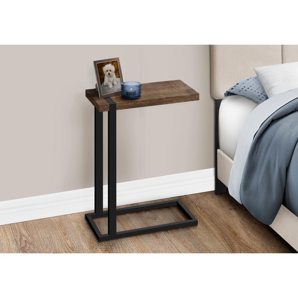 Accent Table, C-shaped, End, Side, Snack, Living Room, Bedroom, Brown Laminate. Picture 9